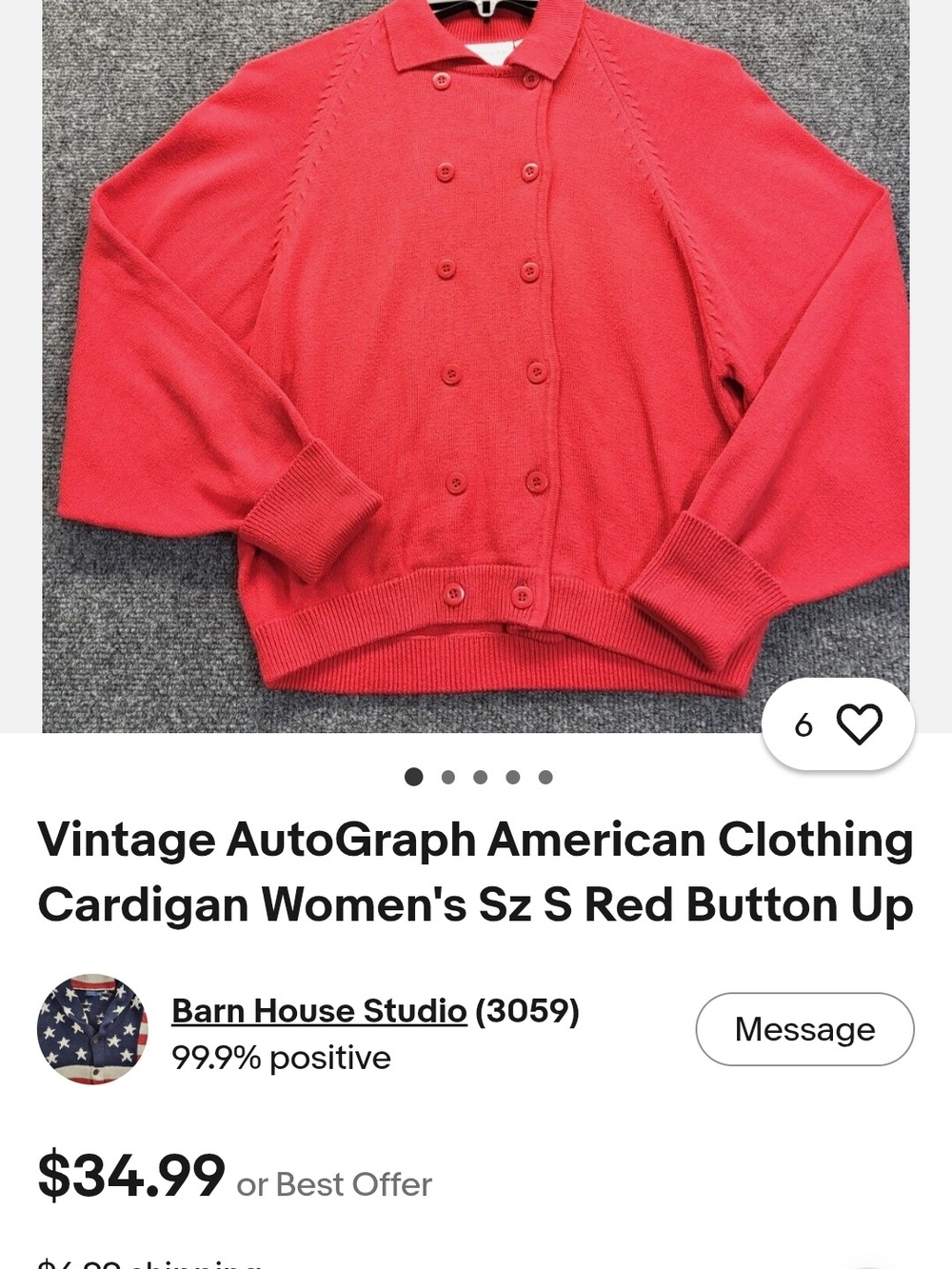 AutoGraph Women's Red Double-Breasted Cardigan Sweater